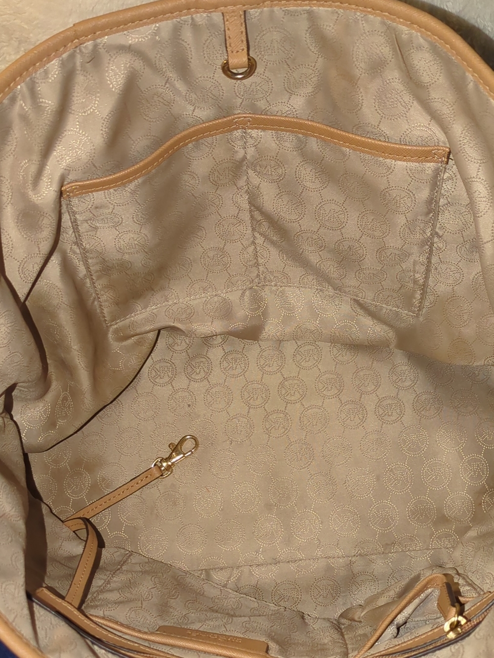 Michael Kors Tan and Black Colorblock Leather Tote with Gold Accents $95 - Picture 6 of 8
